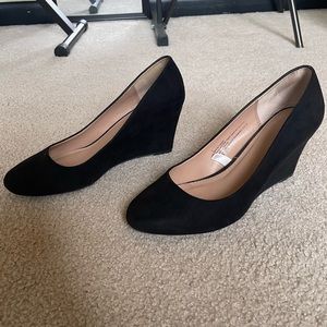 Black Suede Wedge Pumps